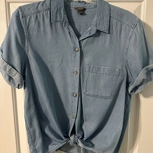 Eddie Bauer Blue Button Down Shirt with Rolled Sleeves